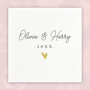 Elegant White Wedding Paper Napkin Goud hart Servet