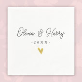 Elegant White Wedding Paper Napkin | Goud hart Servet