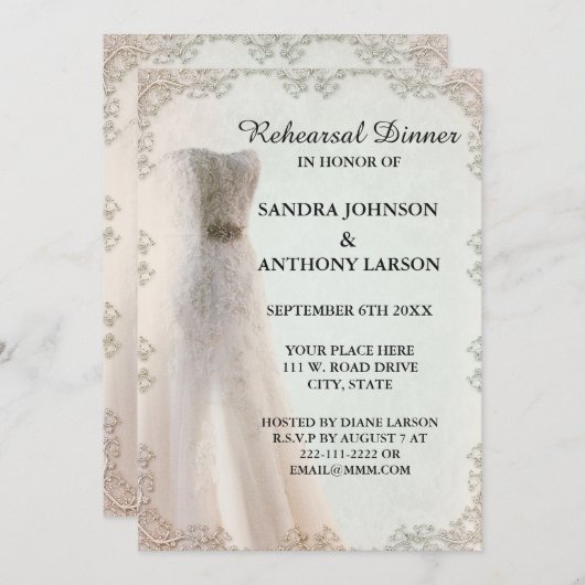 Elegant White Wedding Rehearsal Uitnodiging (Voorkant / Achterkant)