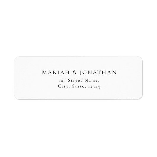 Elegant White Wedding Return Address Label (Voorkant)