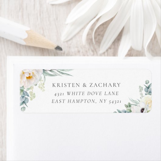 Elegant White Wedding Return Address Label (Insitu)