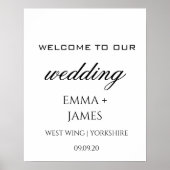 Elegant White Wedding Welcome Sign Name Poster (Voorkant)