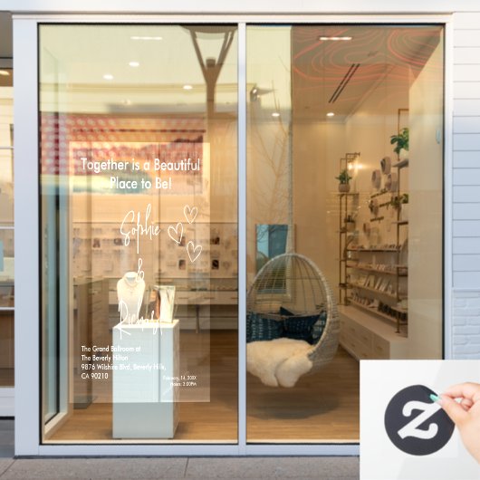 Elegant White Weddings Celebrating Love Romance Raamsticker (Winkelraam)