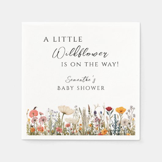 Elegant White Wildflower Bloom Baby Shower Servet (Voorkant)