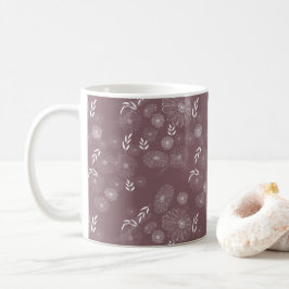 Elegant White Wildflower Doodles Pattern Koffiemok