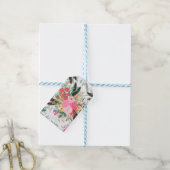 Elegant White Winter Floral & Gold Glitter Stippen Cadeaulabel (Met Touw)