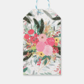 Elegant White Winter Floral & Gold Glitter Stippen Cadeaulabel (Achterkant)