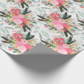 Elegant White Winter Floral & Gold Glitter Stippen Cadeaupapier (Hoek)