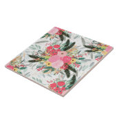 Elegant White Winter Floral & Gold Glitter Stippen Tegeltje (Zijkant)