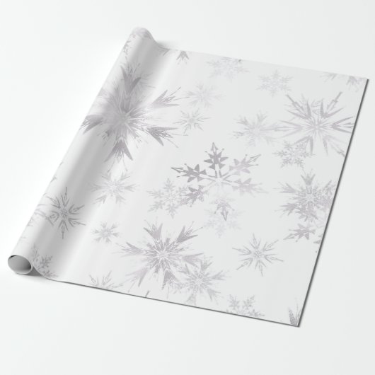 Elegant White Winter Snowflakes Cadeaupapier (Uitgerold)