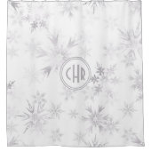 Elegant White Winter Snowflakes Douchegordijn (Voorkant)