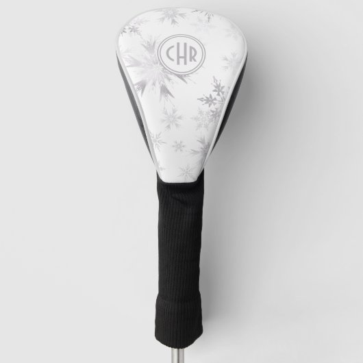 Elegant White Winter Snowflakes Golfheadcover (Voorkant)