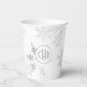Elegant White Winter Snowflakes Papieren Bekers (Achterkant)