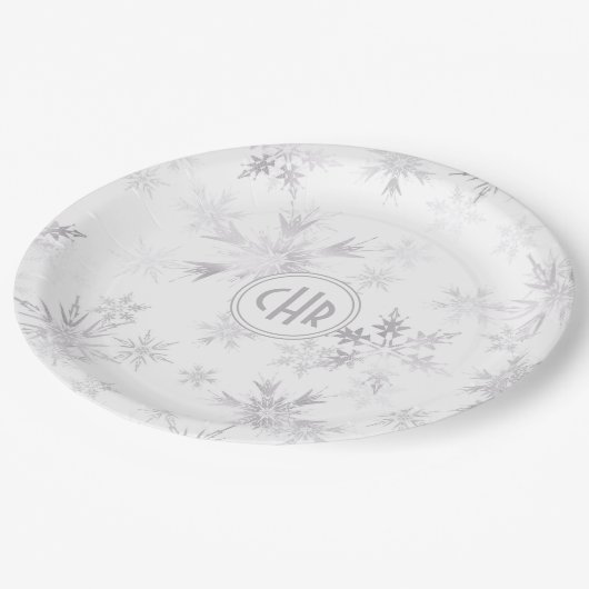 Elegant White Winter Snowflakes Papieren Bordje (Gekanteld)
