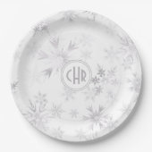 Elegant White Winter Snowflakes Papieren Bordje (Voorkant)