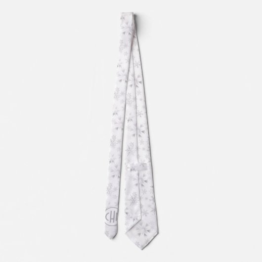 Elegant White Winter Snowflakes Stropdas (Achterkant)