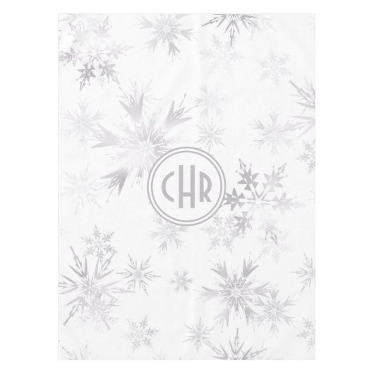 Elegant White Winter Snowflakes Tafelkleed (Voorkant)