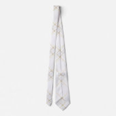 Elegant White with Gold Accent Men’s Necktie Stropdas (Achterkant)