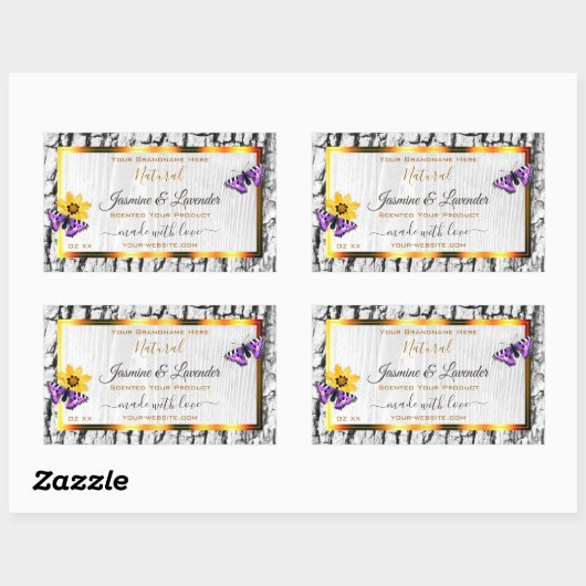 Elegant White Wood Grain Tree Bark Product Labels (Vel)