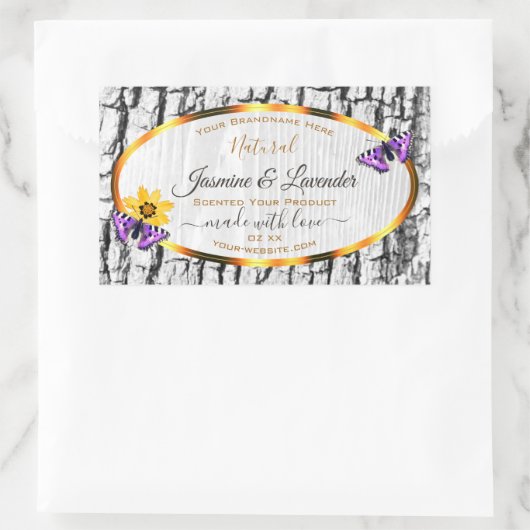 Elegant White Wood Grain Tree Bark Product Labels (Tas)