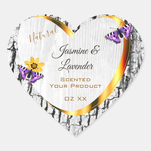 Elegant White Wood Grain Tree Bark Product Labels (Voorkant)