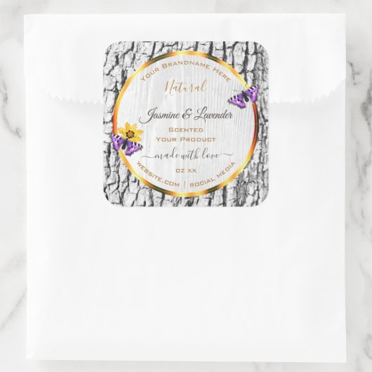 Elegant White Wood Grain Tree Bark Product Labels (Tas)