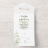 Elegant White & Yellow Daffodils Wedding All In One Uitnodiging (Binnen)