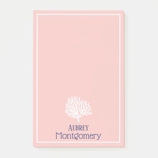 Elegant White Zee Coral Personalized Post-it® Notes (Voorkant)
