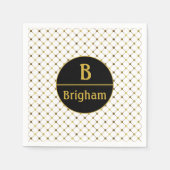 Elegant Whiter & Gold Dot Grid Split Monogram Servet (Voorkant)