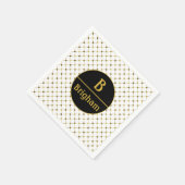 Elegant Whiter & Gold Dot Grid Split Monogram Servet (Hoek)