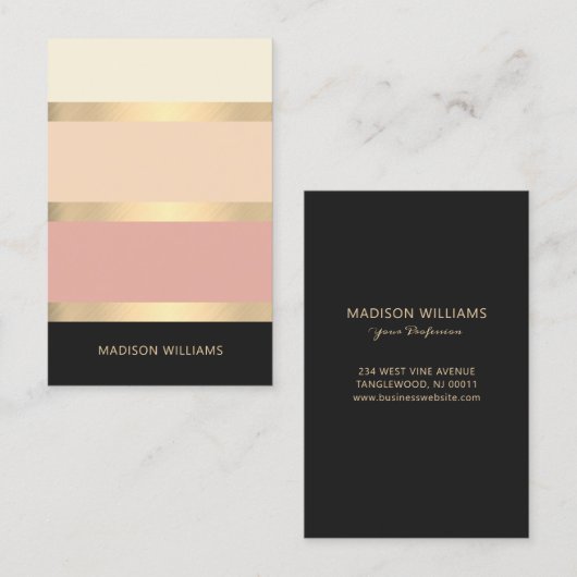 Elegant Wide Striped Blush Visitekaartje (Voorkant / Achterkant)