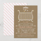 Elegant Wieg — Baby Girl Shower Invitation Kaart (Voorkant / Achterkant)