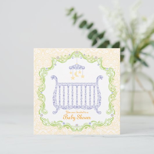 Elegant Wieg Baby shower Kaart (Staand voorkant)