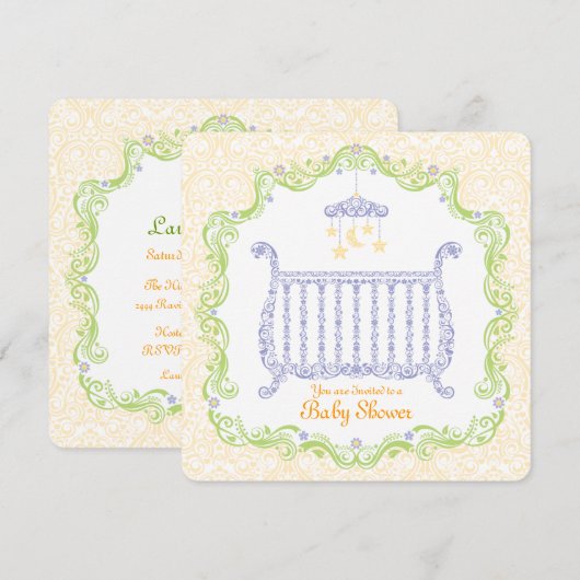 Elegant Wieg Baby shower Kaart (Voorkant / Achterkant)