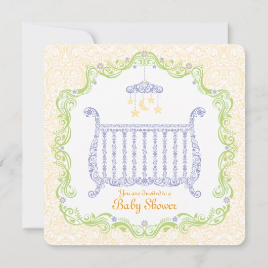 Elegant Wieg Baby shower Kaart (Voorkant)