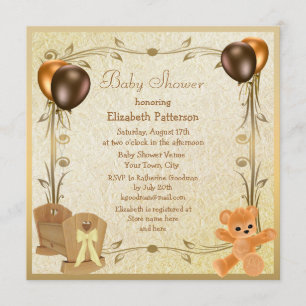Elegant Wieg & Teddy Baby shower nodigt uit Kaart