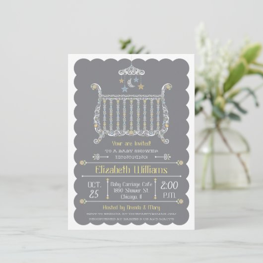 Elegant Wieg — Uitnodiging Baby shower (Staand voorkant)