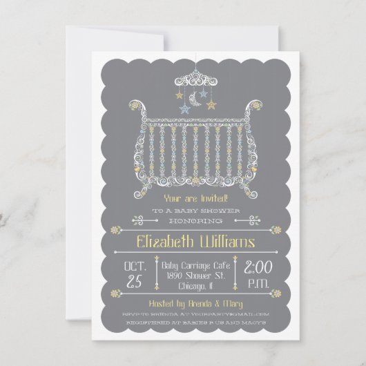 Elegant Wieg — Uitnodiging Baby shower (Voorkant)