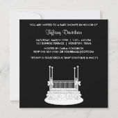 Elegant Wieg Zwart Wit Baby shower Kaart (Achterkant)