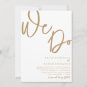 Elegant Wij doen Script Gold & White Wedding Kaart (Voorkant)