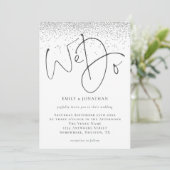 Elegant Wij doen Script Zilveren Glitter Bruiloft Kaart (Staand voorkant)