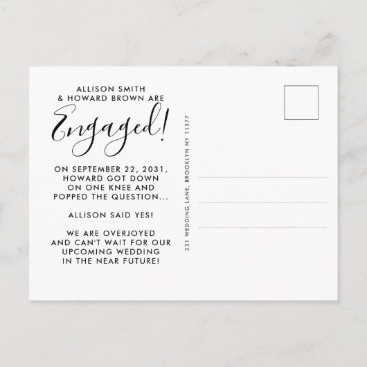 Elegant Wij zijn het Verloving van het Manuscript  Aankondigingskaart (Achterkant)