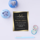 Elegant Wij zijn Open Salon Zwart Goud Minimalist Flyer (Enkel)