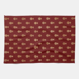 Elegant wijn en goudanassen theedoek