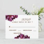 Elegant Wijn rood Foto Bruiloft RSVP Kaart (Staand voorkant)