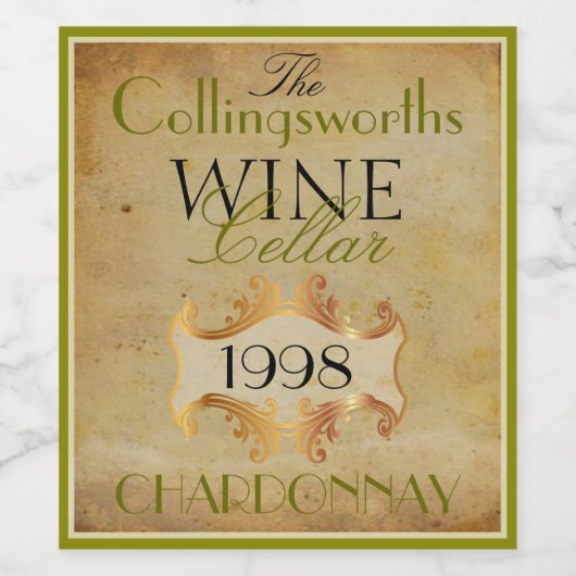 Elegant Wijnflesje Label Gepersonaliseerd Wijn Etiket (Enkel label)