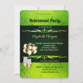 Elegant wijnglas, ballonnen, groen pensioen kaart (Voorkant)