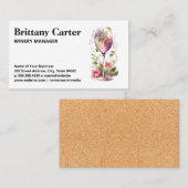 Elegant wijnglas en bloemen visitekaartje (Voorkant / Achterkant)