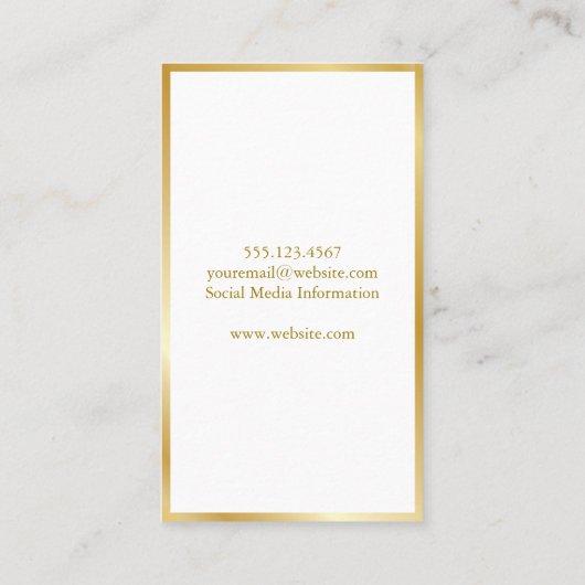 Elegant wijnglas Faux Gold Border Visitekaartje (Achterkant)