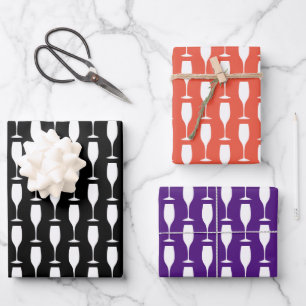 Elegant wijnglas silhouet, aangepaste kleur inpakpapier vel